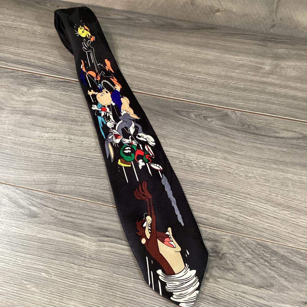 Vintage 1993 Looney Tunes Mania Novelty Necktie Cartoon Taz Porkey Bugs Marvin